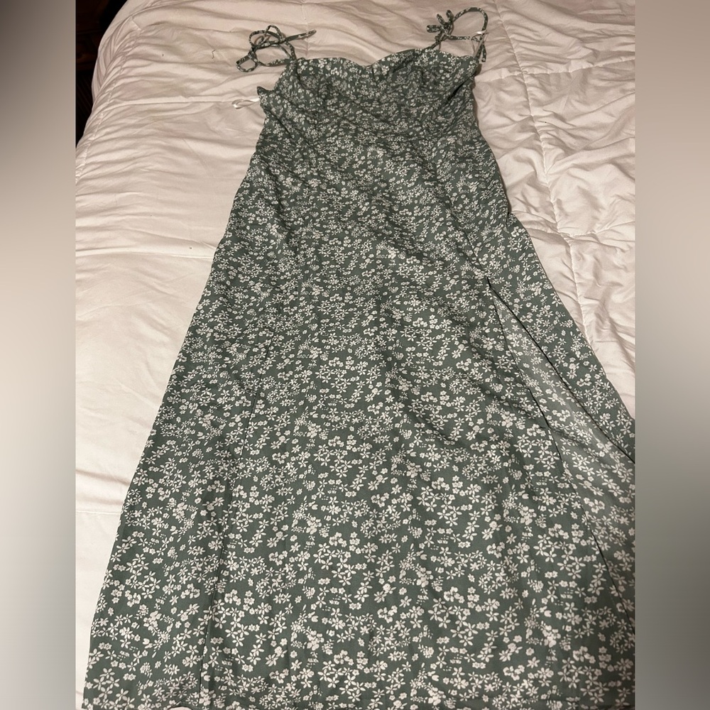 Green floral maxi dress